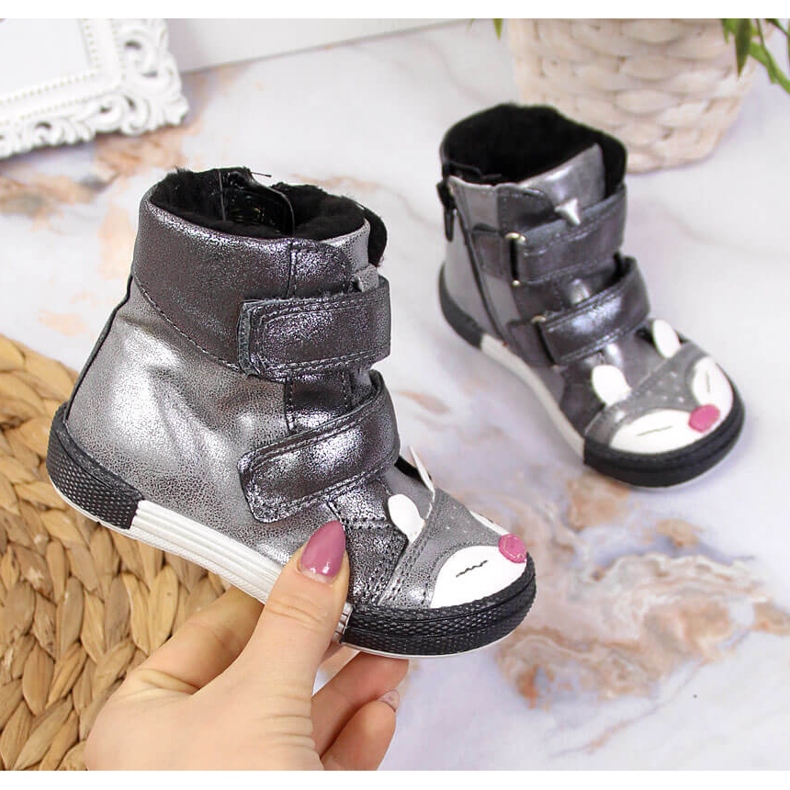 Tyttöjen kengät, tarranauha, hopeakettu, Kornecki 6583 2