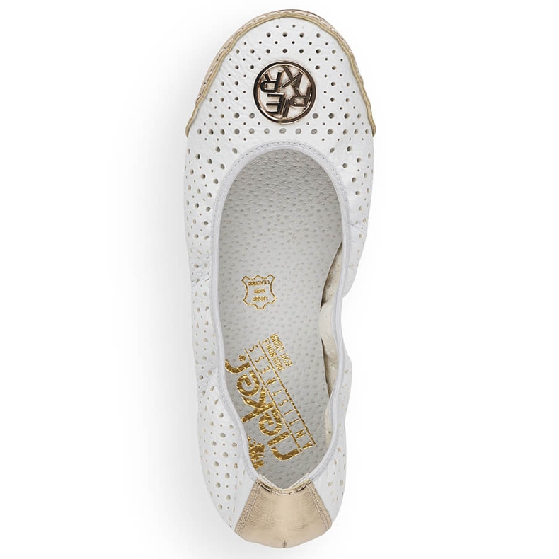 Naisten valkoiset harjakattoiset balerinat Rieker 41459-80 2