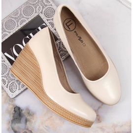 Beiget nahkaiset kiilapumput Filippo DP3521 4