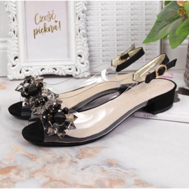 Naisten läpinäkyvät sandaalit mustilla Sabatina-kivillä musta 2