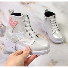 Kiiltävät hopeaeristetyt hopeiset Potocki tyttöjen saappaat 2