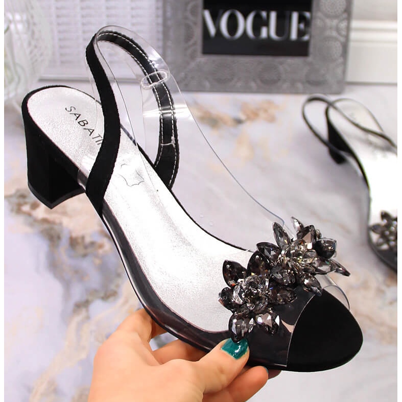 Naisten läpinäkyvät sandaalit kivellä mustassa Sabatina 2014-600 1