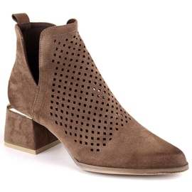 Naisten mokkanahkaiset korkokengät ruskeat Potocki SZ12356 1