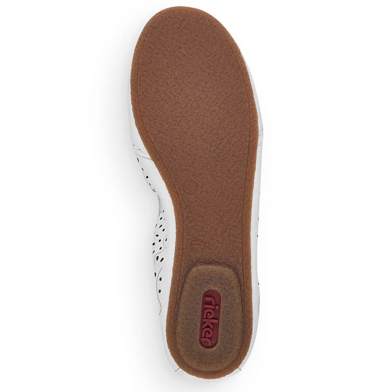 Nahkaiset mukavat naisten harjakattoiset balerinakengät, valkoinen Rieker 41460-80 2