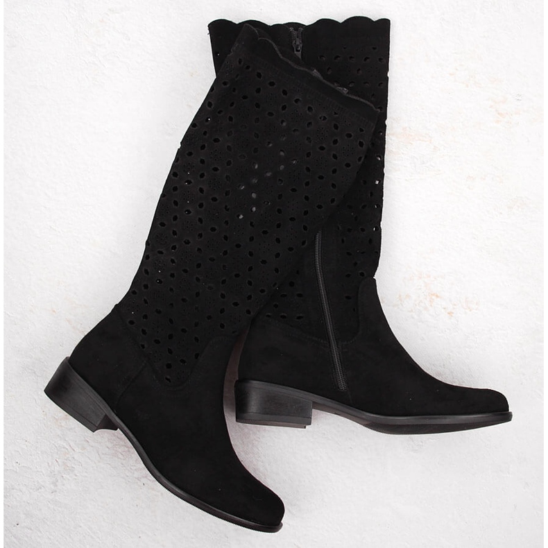 M. DASZYŃSKI Mustat mokkanahkaiset harjakattoiset saappaat M.Daszyński SA198-33 1