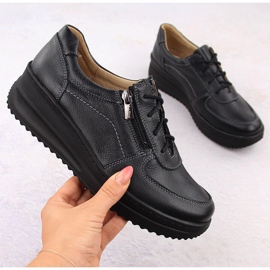 Naisten mukavat mustat nahkakengät Helios 419 1