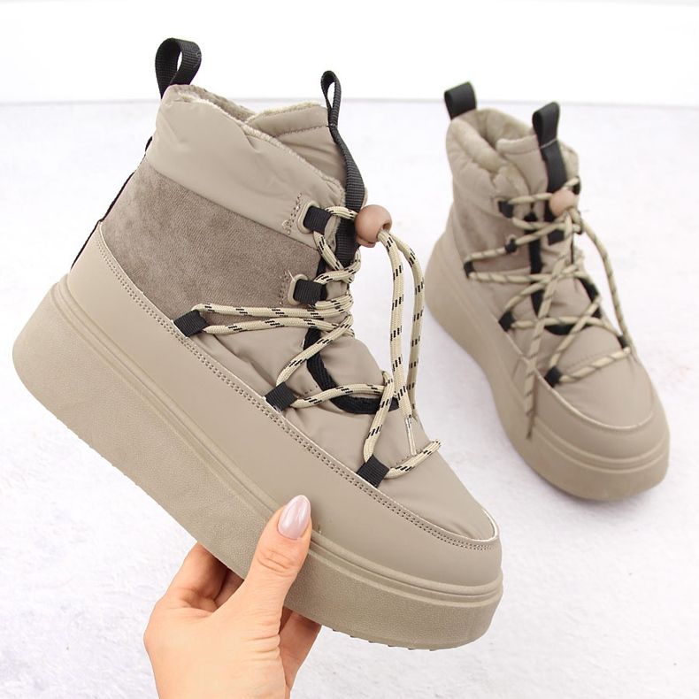 Naisten lumikengät alustalla, beige Potocki 72302 1