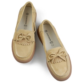 Naisten nahkaiset mokasiinit rusetilla, beige Goodin GD-SW4005BE 1