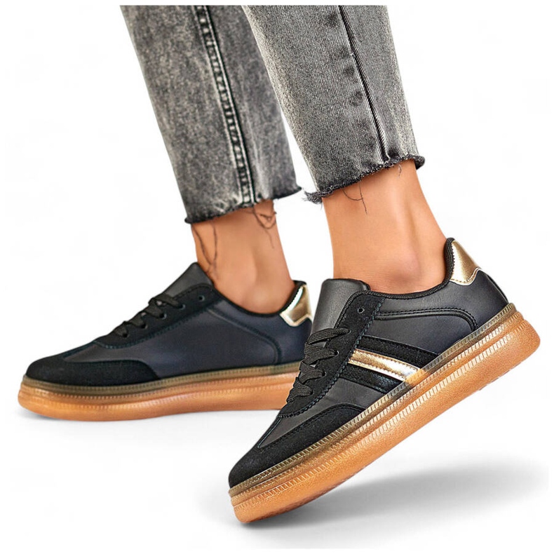 Naisten urheilukengät paksulla pohjalla, musta A185B beige 1