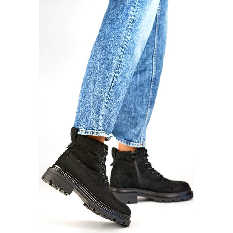 Naisten mokkaeristetyt nilkkurit, mustat A5201B 2