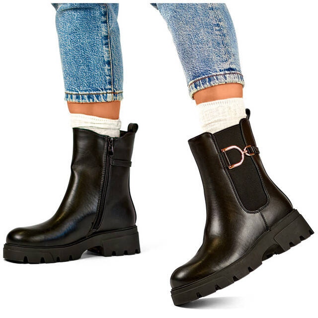 Naisten eristetty Chelsea-saappaat, musta, K-99257 1