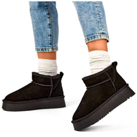 Naisten nahkaiset mokkanahkasaappaat, mustat XF-159B 1