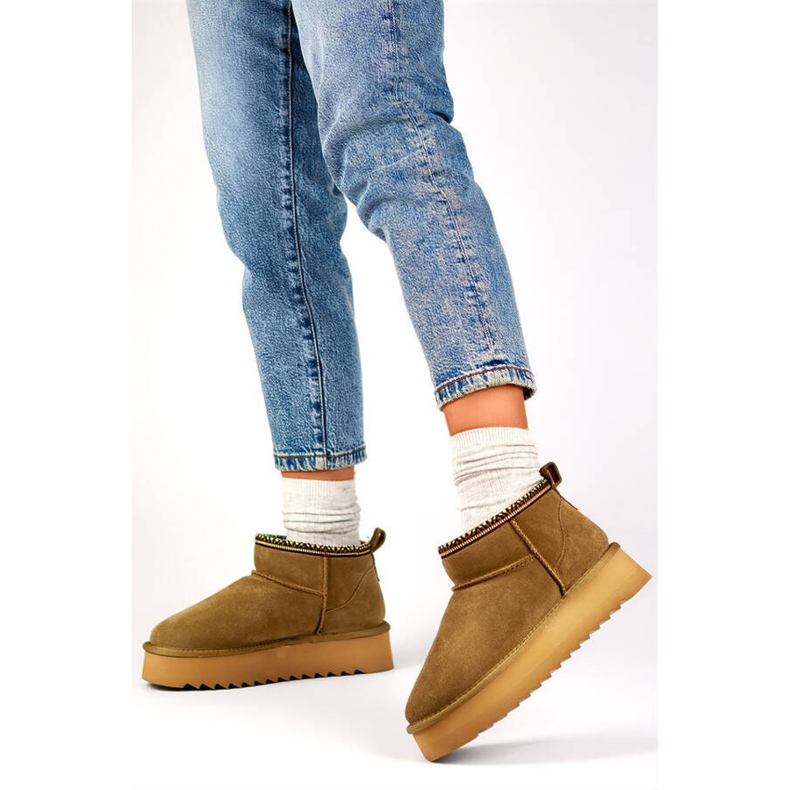 Naisten nahkasaappaat, mokkan ruskeat lumisaappaat YU9001KH 2