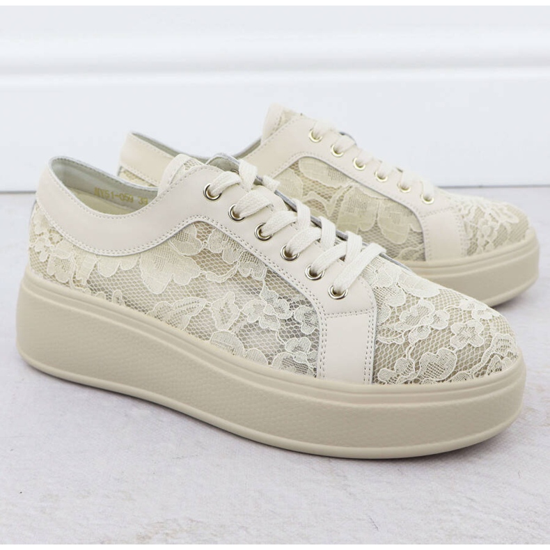 Kengät beige-pitsi-alustalla S.Barski Hy51-059 2