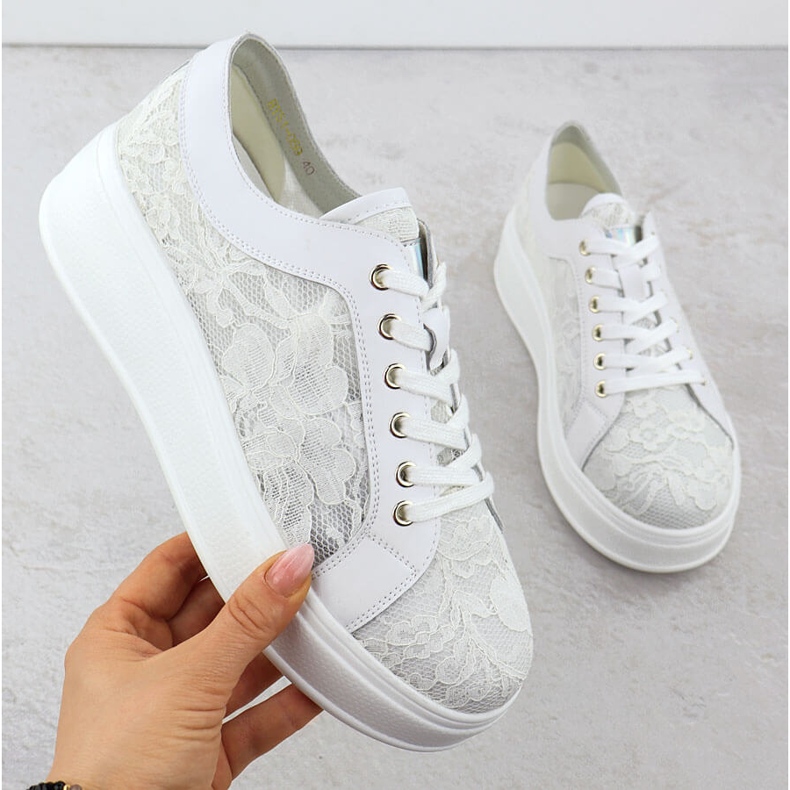 S.Barski Kengät Białe S. Barski HY51-059 -nauhalustalla valkoinen 1