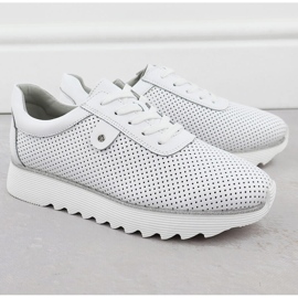 S.Barski Naisten nahkaiset kengät avoimella alustalla Białe S. Barski LR51-629 valkoinen 2