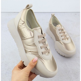 Naisten metalliset urheilukengät beige kultainen Vinceza 58510 1
