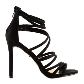 Mustat LE039 mustat sandaalit korkokengillä 1