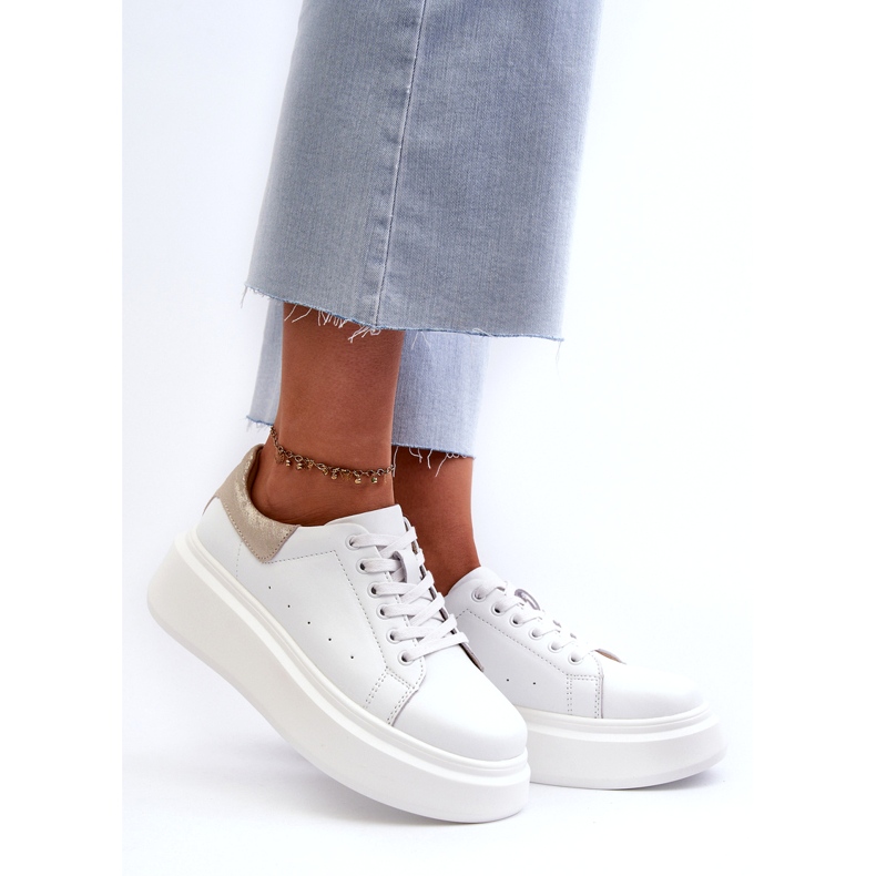 S.Barski Naisten nahka -lenkkarit D &amp; A LR568 White -alustalla valkoinen 1