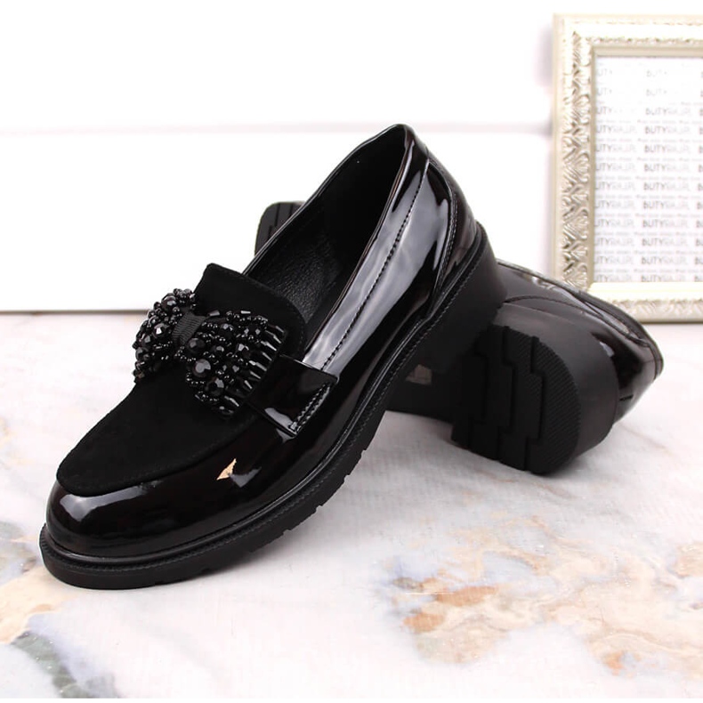 S.Barski Naisten loafers lakatut lordit rusetilla musta S. Barski 2