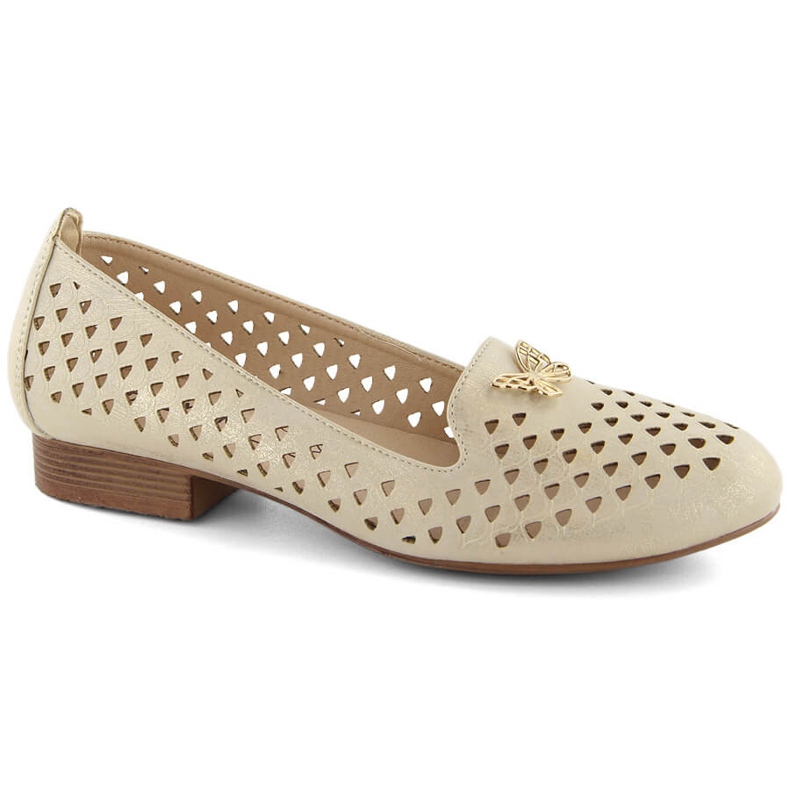 M. DASZYŃSKI Naisten harjakattoiset matalakorkoiset kengät, kultaa M.Daszyński beige 1