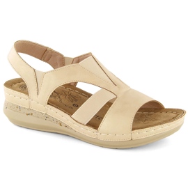 Naisten mukavat slip-on sandaalit kuminauhalla, beige eVento 7765 1