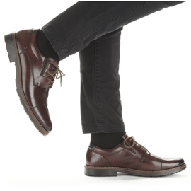 Mukavat nahkaiset miesten kengät kuminauhalla, ruskea, Rieker 15320-25 1