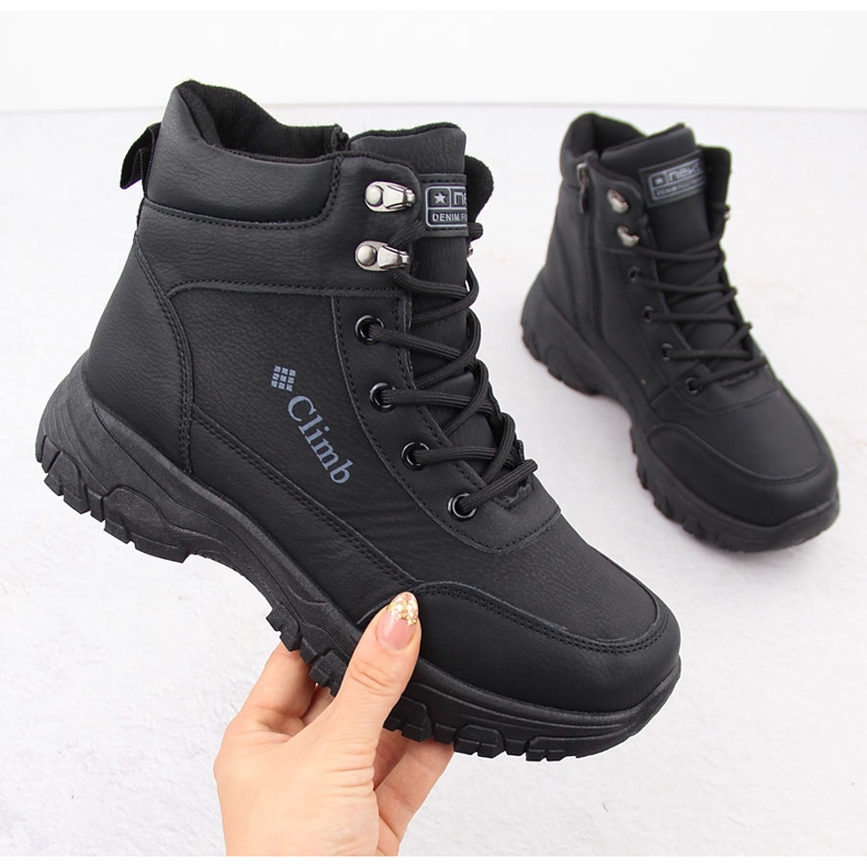 Eristetyt korkeat vaellussaappaat, mustat NEWS 7921 1