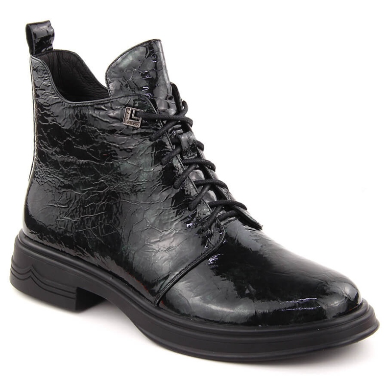 Naisten kiiltonahkaiset nilkkurit vihreät D&amp;A S.Barski Premium Collection LZ42-042 1