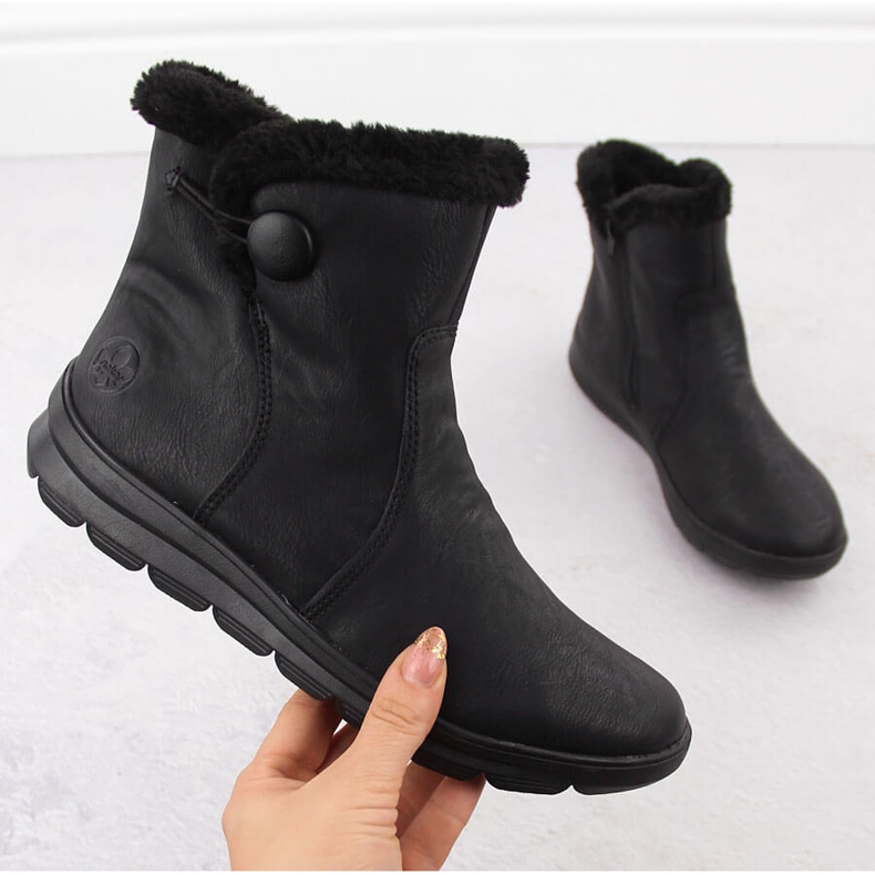 Naisten talvisaappaat turkista, musta Rieker Z0080-00 1