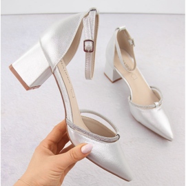 Hopeiset Sabatina naisten teräksiset sandaalit kuutiozirkonialla hopea 1