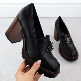 Naisten kengät Black Potocki -viestissä koristeella SZ12403 musta 1