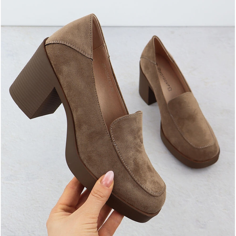 Kengät naisten korkokengät, mokkanahka beige potocki sz12547 1