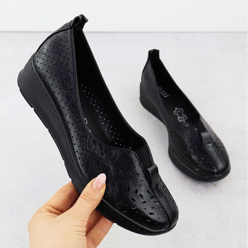 Naisten kengät liukastivat avoimen työn mustat jezzi rmr1840-13 1