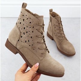 Naisten Openword Boots Suede Beige S.Barski HY51-136 1