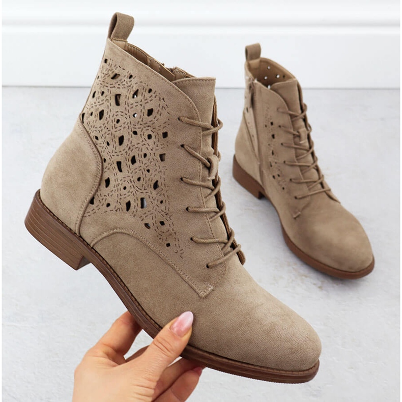 Naisten Openword Boots Suede Beige S.Barski HY51-136 1