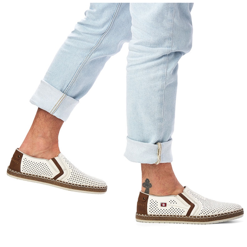 Miesten ulkona nahkakengät, valkoinen Rieker B5297-80 2