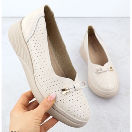 Naisten nahkakengät laiturilla Openwork Beige Vinceza 7896 1