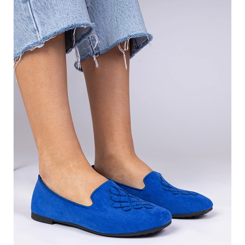 Siniset naisten ekosam ja kirjonta baleriinit sininen 1