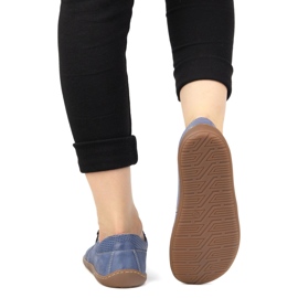 Olivier Naisten minimalistiset nahkaiset kengät Paljain jaloin 1244 rei'itetty laivastonsininen 2