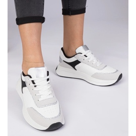 Valkoiset naisten tennarit glitterillä valkoinen 2