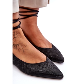 Naisten balleriinit, jotka on koristeltu mustilla strassilla musta 3