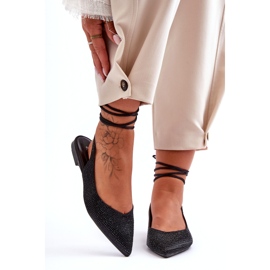 Naisten balleriinit, jotka on koristeltu mustilla strassilla musta 4