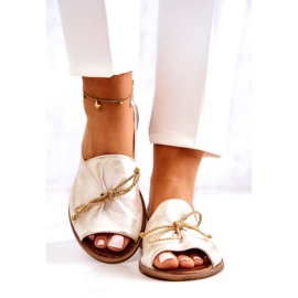 Naisten nahkaballeriinit Zazoo 2660/004 Valkoinen ja kulta 3