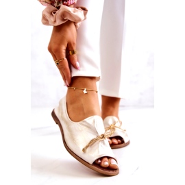 Naisten nahkaballeriinit Zazoo 2660/004 Valkoinen ja kulta 1