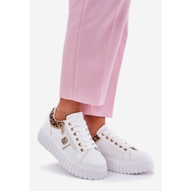 Naisten urheilukengät laiturilla Eco Leather Leopard Leopard Print -sovelluksella valkoinen 1