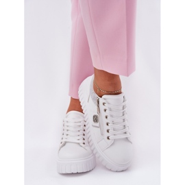 Naisten urheilukengät laiturilla ekologisella nahkavalkoisella valkoinen 2