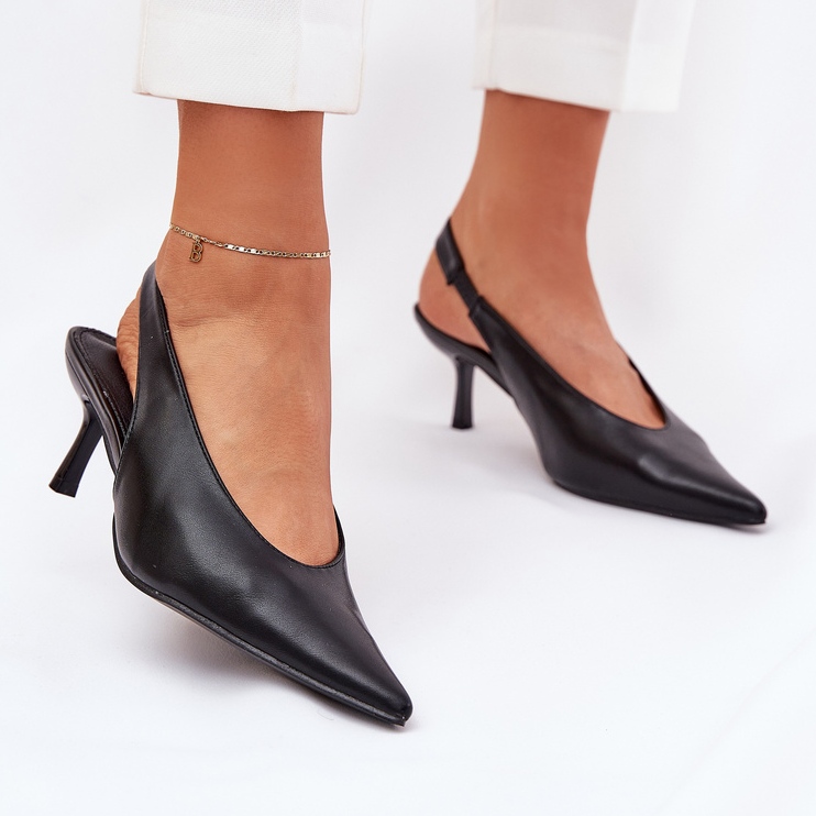 Korkokengät ulkona ekologisella nahkakorulla musta 2