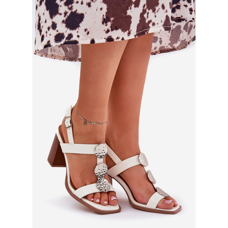 Naisten sandaalit postissa koristeellinen raidallinen valkoinen 1