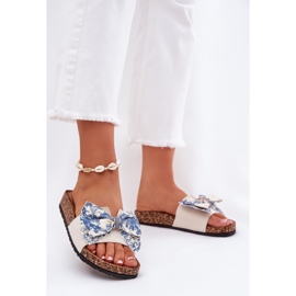 Naisten tossut, joissa on keula korkki -alustalla sininen beige 2